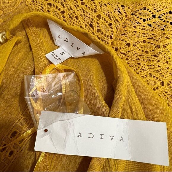 Adiva Mustard Gold Ruffled Boho Long sleeve tunic gauze top - Picture 14 of 16